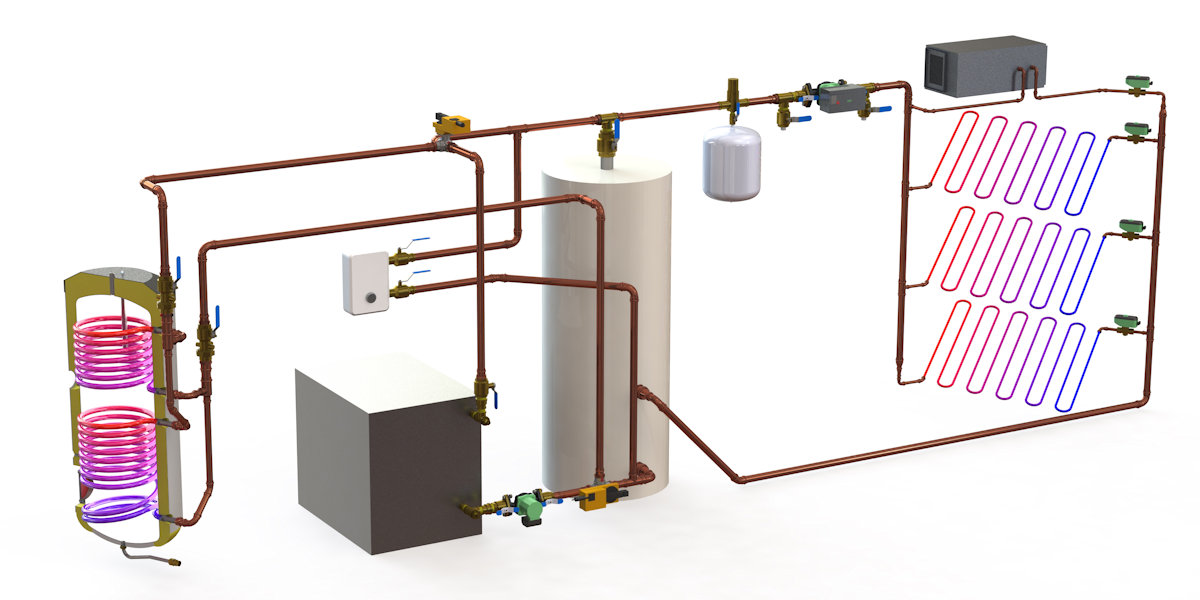 Basic with Domestic Hot Water and Supplemental Heat Direct-to-Load Schematic
